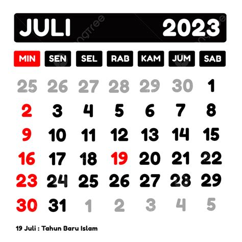 hari besar bulan juli 2023